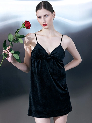 Платье домашнее женское велюровое черное