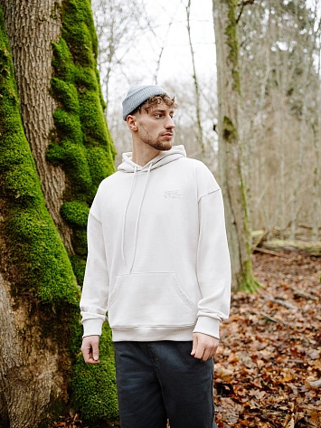 Худи мужское кремовое с принтом "беловежская пуща"