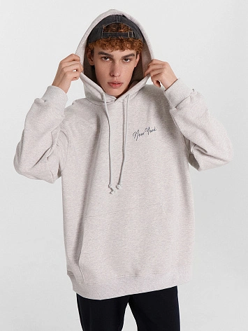 Худи мужское серое с надписью "new york"