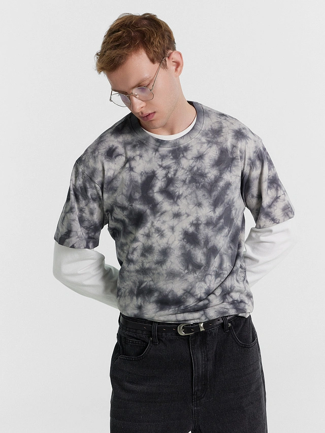 Футболка мужская серая с эффектом фаст-дай - 5