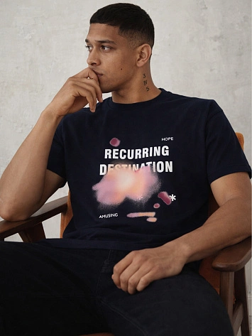 Футболка мужская синяя "recurring destination"