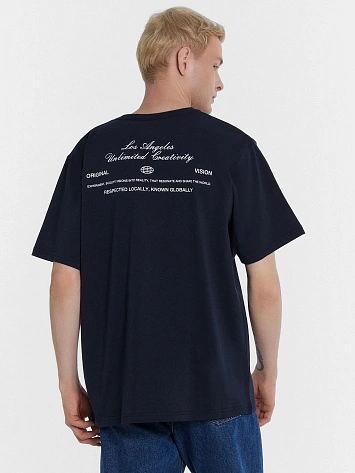 Футболка мужская синяя с надписью "los angeles"