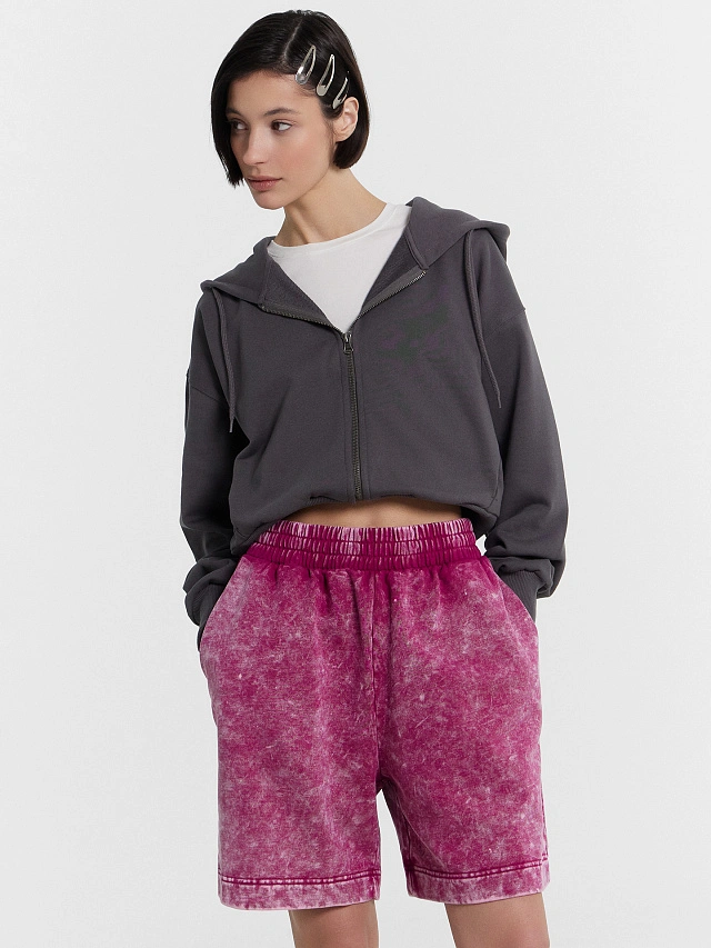 

Шорты женские, Acid wash на розовом, 24-ОБР33031Ц-7