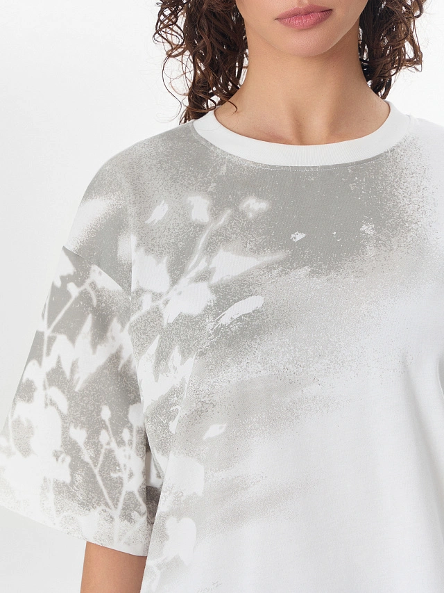 Футболка оверсайз женская белая с принтом - 5