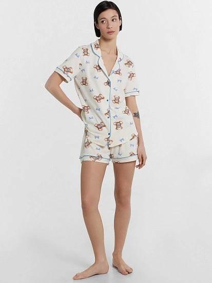 картинка Комплект женский домашний крмовый с принтом "медвежата" от магазина стильной одежды Mark Formelle