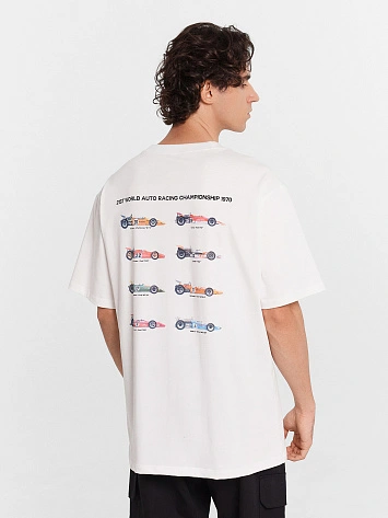 Футболка мужская белая с принтом и надписью "21 world chanpionship"