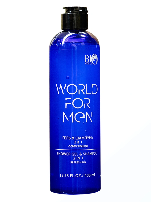 WORLD FOR MEN ГЕЛЬ & ШАМПУНЬ 2 В 1 ОСВЕЖАЮЩИЙ, 400 мл - 1