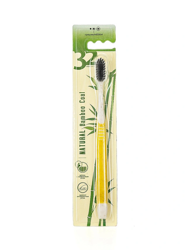 Щётка зубная 32 ЖЕМЧУЖИНЫ NATURAL Bamboo Coal K666 средняя - 1