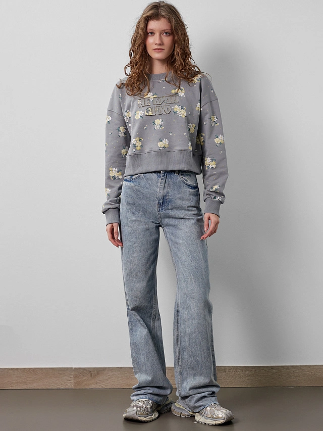 Свитшот женский серый "Не буди лихо" - 3