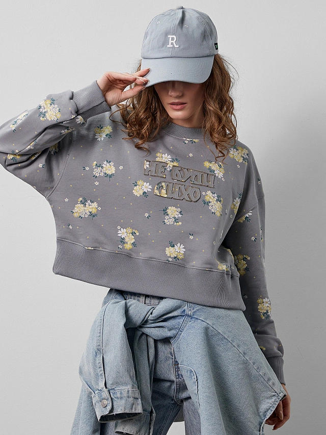 Свитшот женский серый "Не буди лихо" - 6