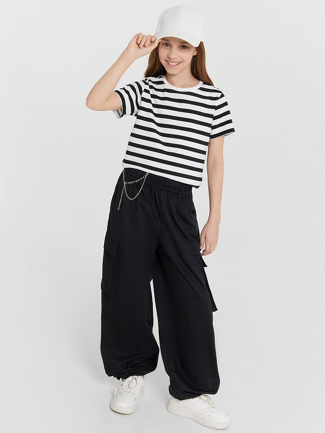 Брюк карго для девочек черные - 5