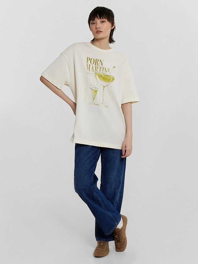 Футболка женская бежевая с принтом "Martini" - 4