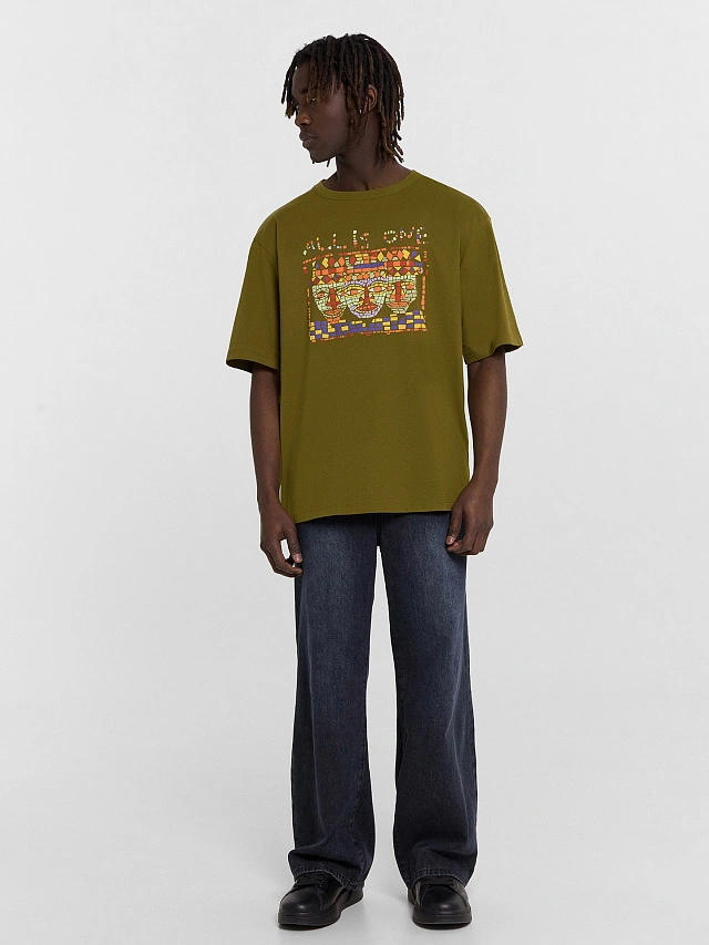 Футболка мужская хаки с принтом - 3