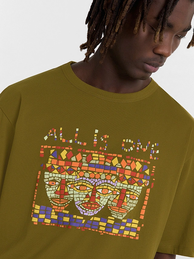 Футболка мужская хаки с принтом - 4