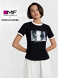 Футболка Mark Formelle x Ольга Бузова черная с принтом и надписью "В этом мире я красива"
