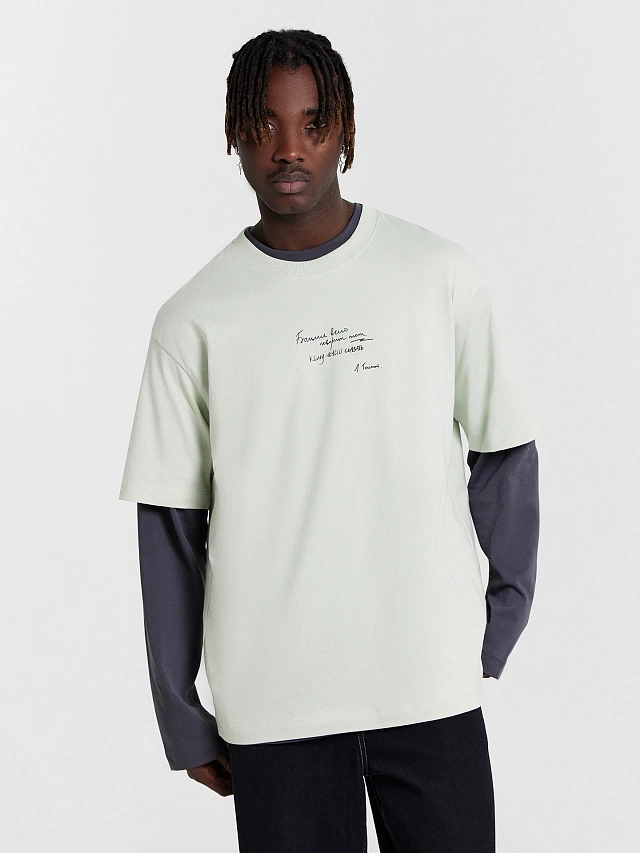 Футболка мужская салатовая с надписью "Больше всего говорит тот, кому нечего сказать" - 6