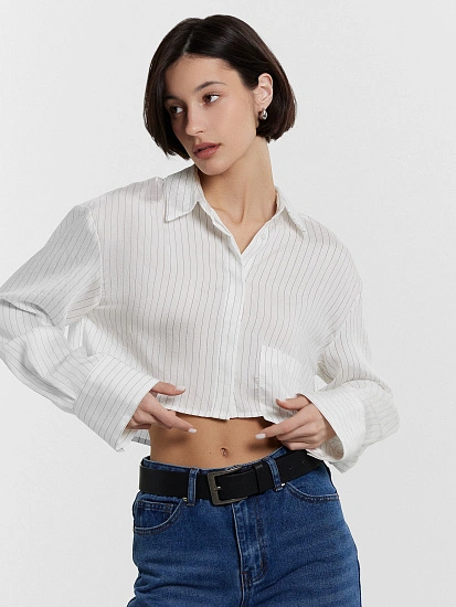 картинка Рубашка женская укороченная в полоску от магазина стильной одежды Mark Formelle