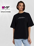 Футболка Mark Formelle x Ольга Бузова черная с надписью "Есть что во мне психокорректировать?"