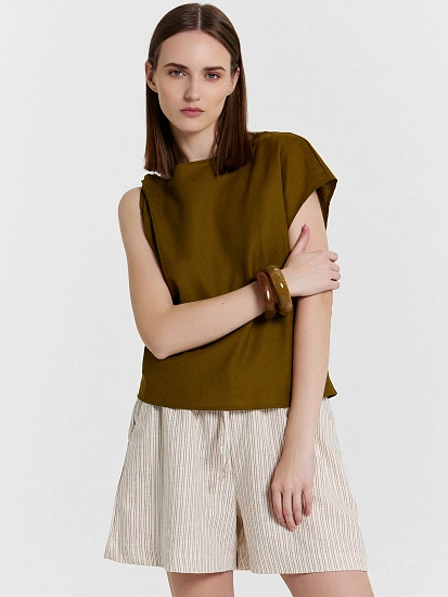 картинка Шорты женские коричневые в полоску  от магазина стильной одежды Mark Formelle