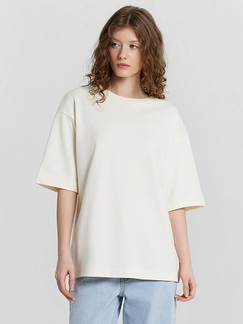 Футболка женская кремовая оверсайз