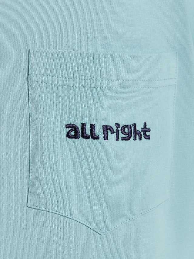 Футболка мужская голубая с вышивкой "all right", 111899-1 - 5 Футболка мужская голубая с вышивкой "all right" - 5