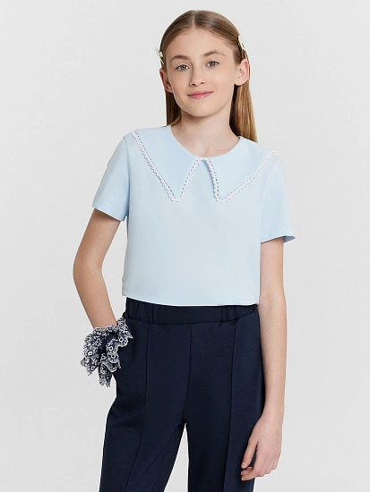 картинка Блузка для девочек голубая  от известного бренда одежды для девочек Mark Formelle