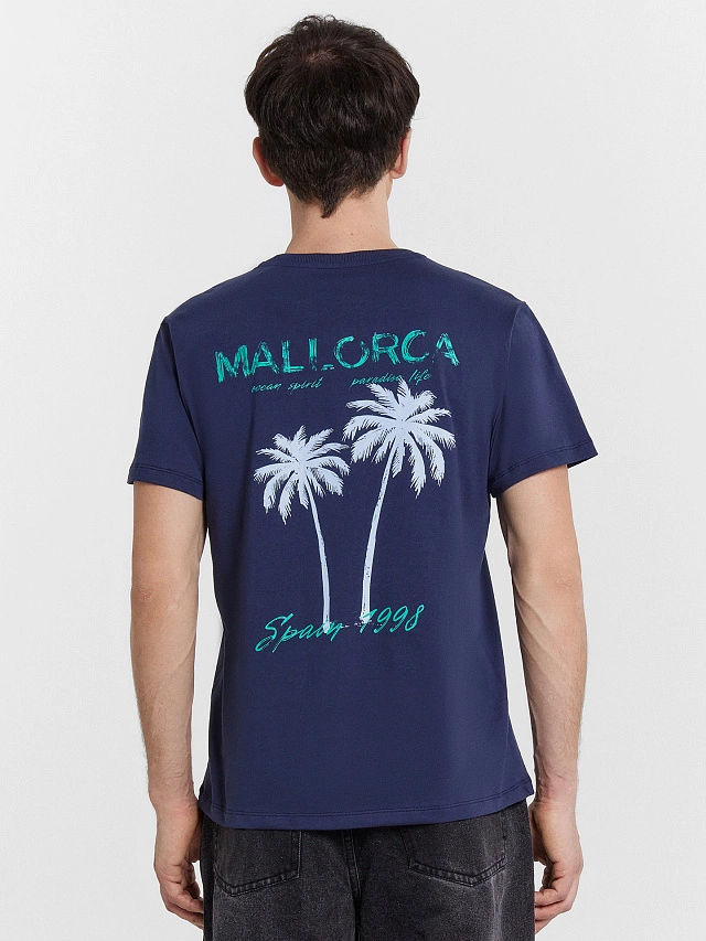 Футболка мужская синяя  с принтом "Mallorca" - 1