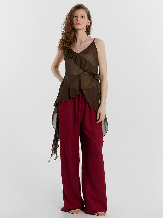 Брюки женские бордовые - 5