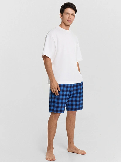 картинка Шорты домашние мужские синие в клетку  от магазина мужской одежды Mark Formelle