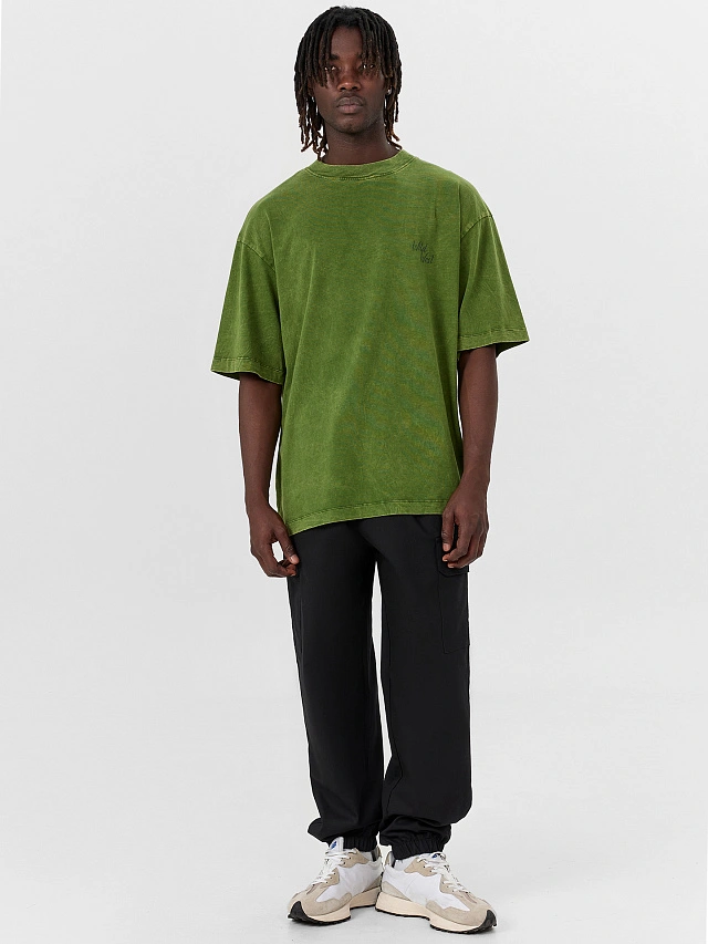 Футболка мужская зеленая с обработкой эйсид и надписью "Wild West" - 3