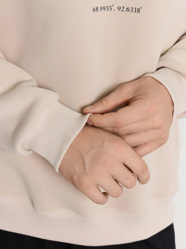 Свитшот мужской бежевый с надписью "Plato Putorana" - 7