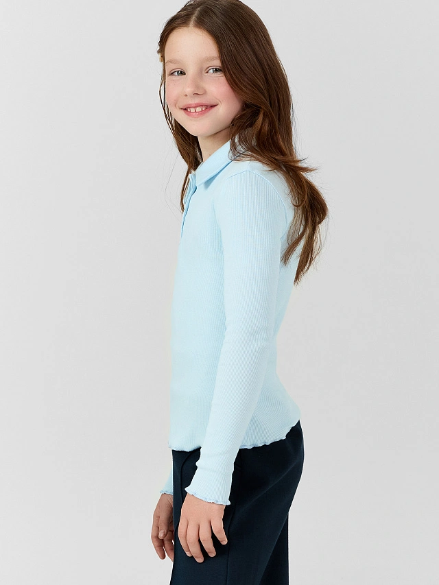 Поло для девочек голубое - 2