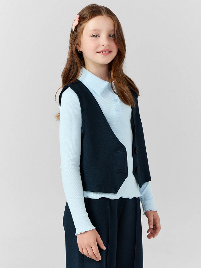 Поло для девочек голубое - 6