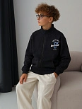 Толстовка для мальчиков черная с принтом "never give up"