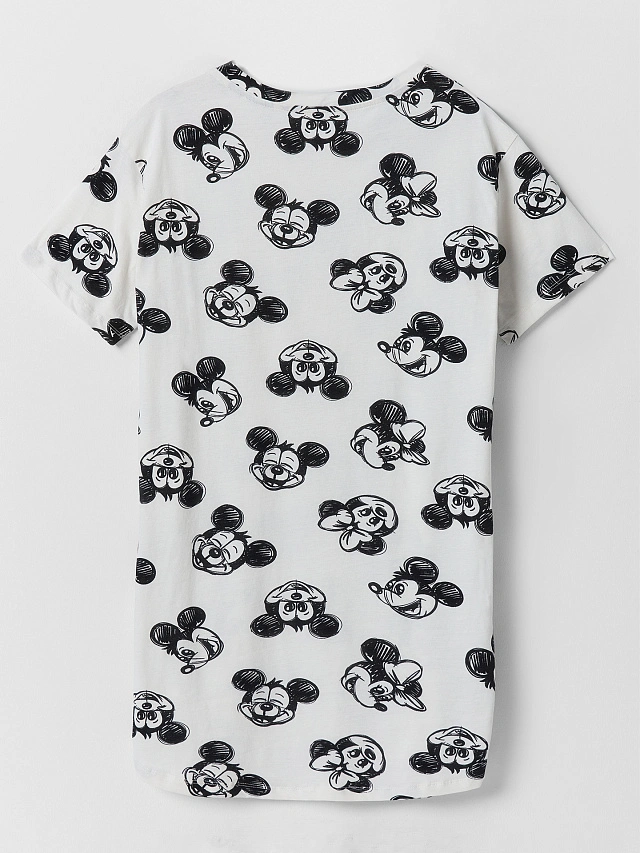 Туника ночная женская кремовая с принтом "Микки Маус" - 7