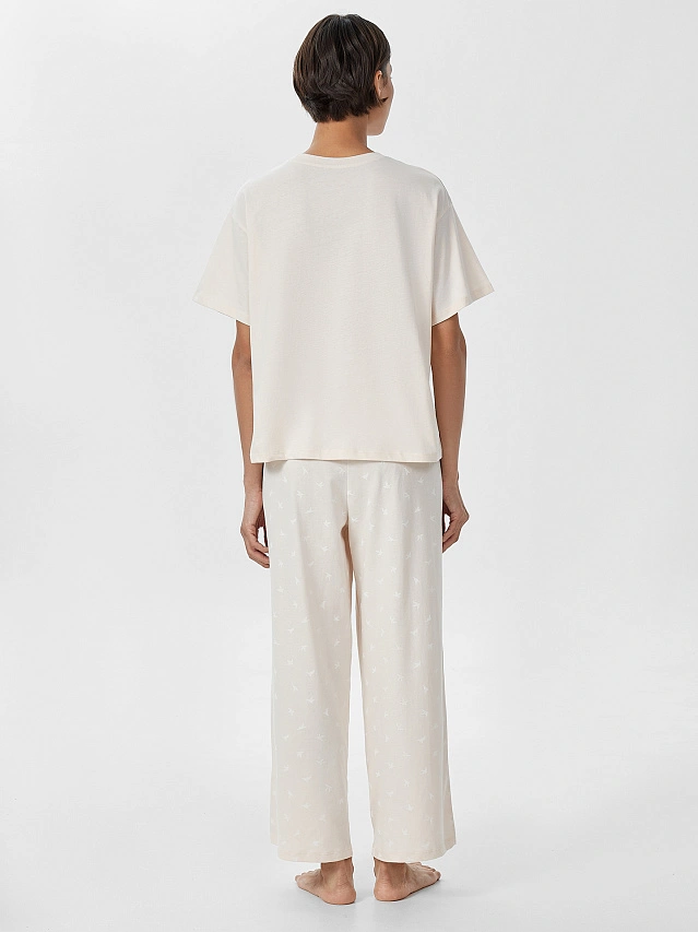 Комплект домашний женский молочный с надписью "my happy nest" - 5