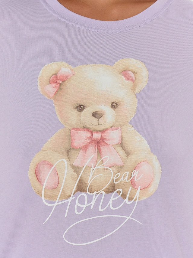 Комплект домашний женский с принтом и надписью "Bear Honey", 592536 - 18 Комплект домашний женский с принтом и надписью "Bear Honey" - 18