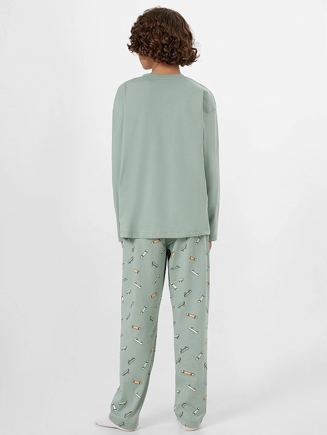 Комплект для мальчиков зеленый с надписью "Real skater" - 3