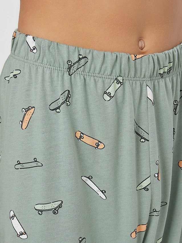 Комплект для мальчиков зеленый с надписью "Real skater" - 7