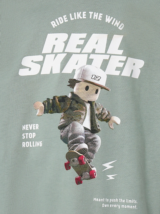 Комплект для мальчиков зеленый с надписью "Real skater" - 9