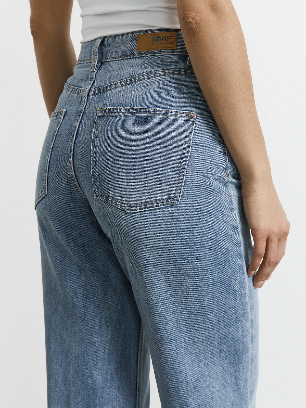 Джинсы женские Wide leg fit синие с высокой посадкой