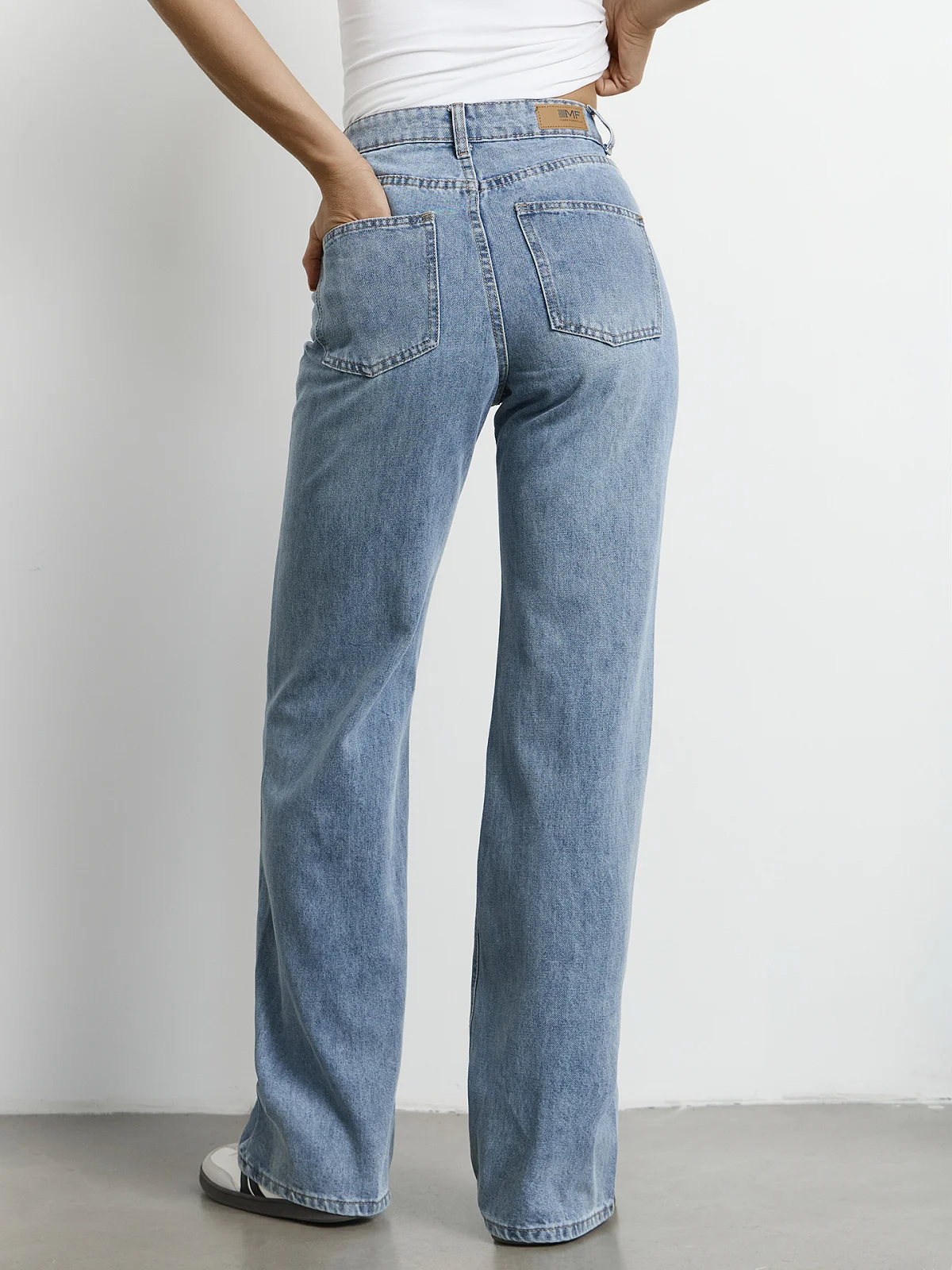 Джинсы женские Wide leg fit синие с высокой посадкой