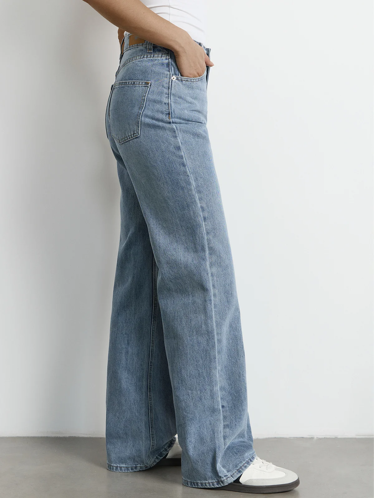 Джинсы женские Wide leg fit синие с высокой посадкой