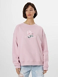 Свитшот женский розовый с принтом и надписью "it's my wild rose"