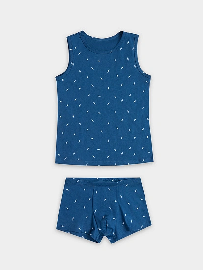 картинка Комплект домашний для мальчиков молнии на синем от магазина одежды для мальчиков от бренда Mark Formelle
