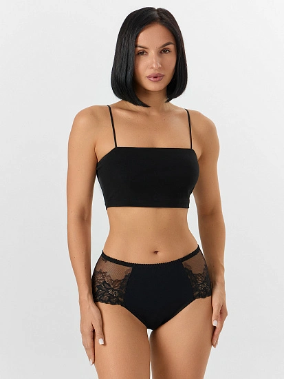 картинка Трусы макси женские черные с кружевом от магазина стильной одежды Mark Formelle