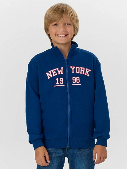 картинка Толстовка для мальчиков синяя на молнии от магазина одежды для мальчиков от бренда Mark Formelle