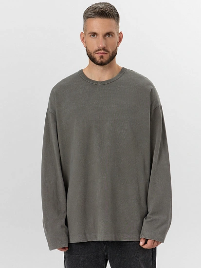 картинка Лонгслив мужской серый с обработкой эйсид от магазина мужской одежды Mark Formelle