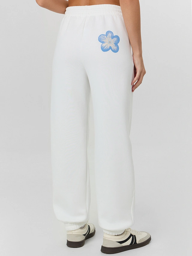 Брюки женские белые с печатью - 3