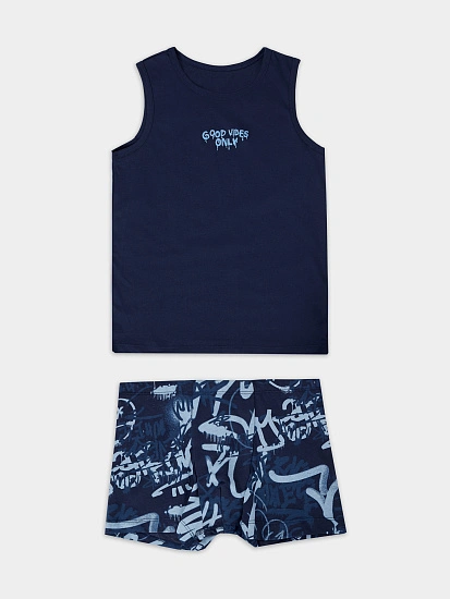 картинка Комплект домашний для мальчиков синий  от магазина одежды для мальчиков от бренда Mark Formelle